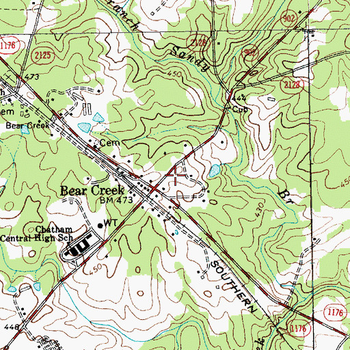 Topographic Map of Bear Creek Post Office, NC