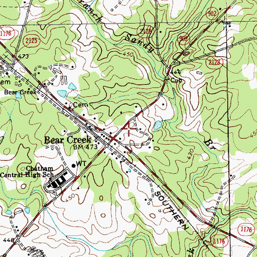 Topographic Map of Bear Creek Post Office, NC