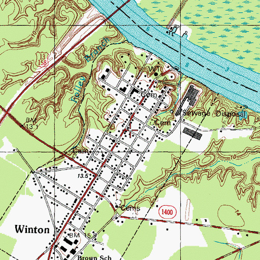 Topographic Map of Winton Post Office, NC
