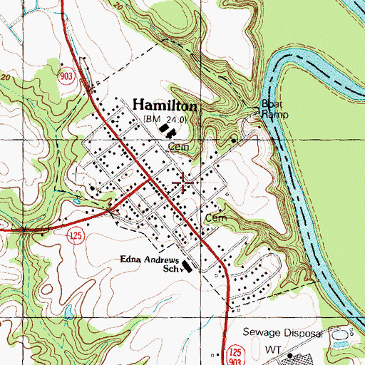 Topographic Map of Hamilton Post Office, NC
