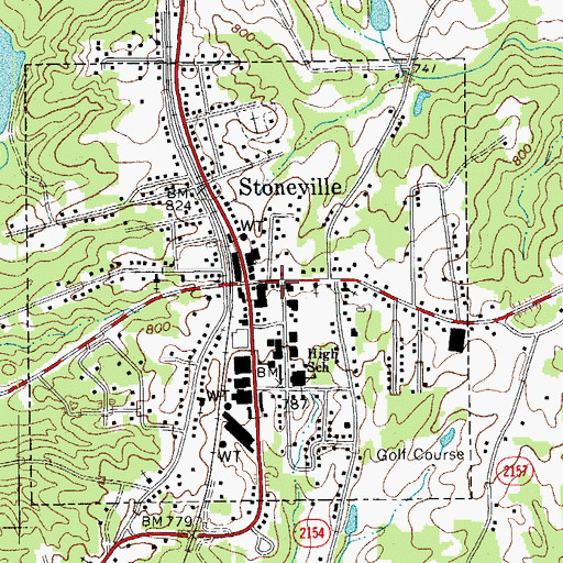 Topographic Map of Stoneville Post Office, NC