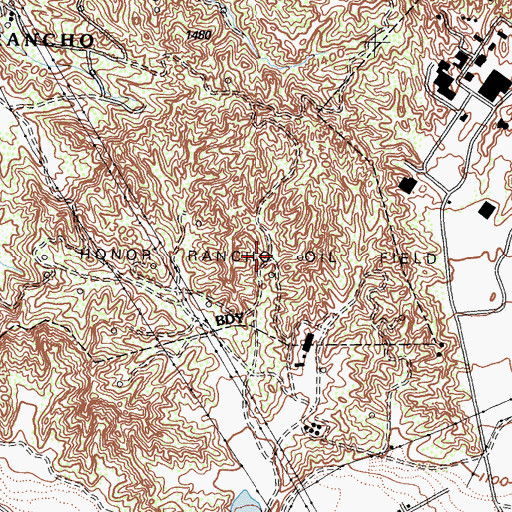 Topographic Map of Honor Rancho Oil Field, CA