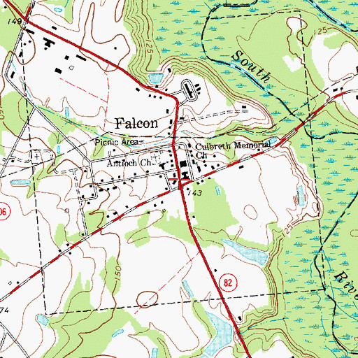 Topographic Map of Falcon Post Office, NC