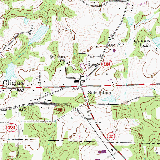 Topographic Map of Climax Post Office, NC