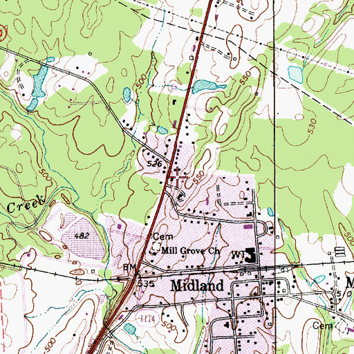 Topographic Map of Midland Post Office, NC