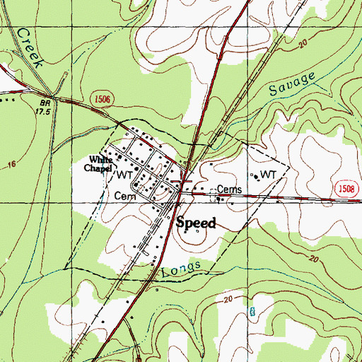 Topographic Map of Speed Post Office, NC