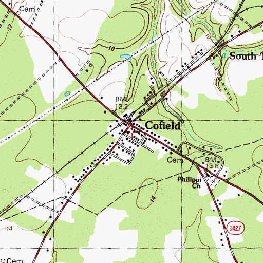 Topographic Map of Cofield Post Office, NC