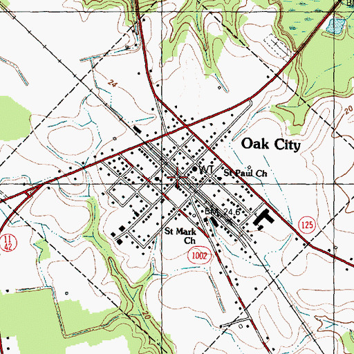 Topographic Map of Oak City Post Office, NC