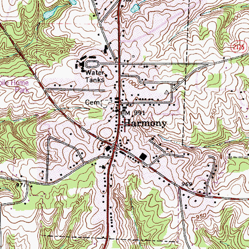 Topographic Map of Harmony Post Office, NC