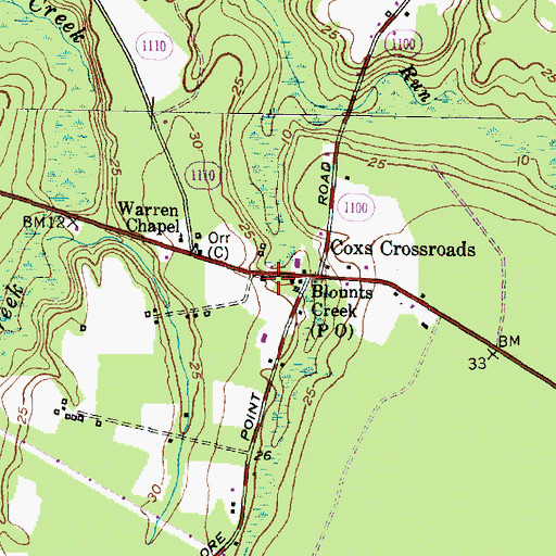 Topographic Map of Blounts Creek Post Office, NC