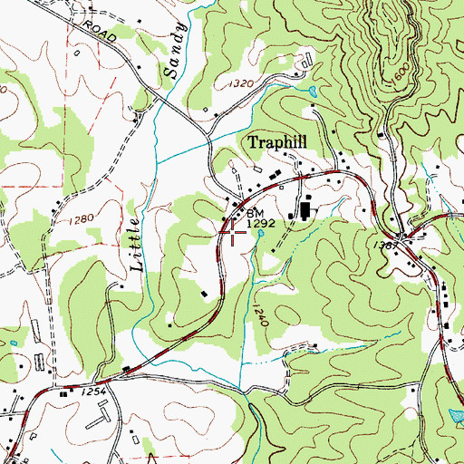 Topographic Map of Traphill Post Office, NC