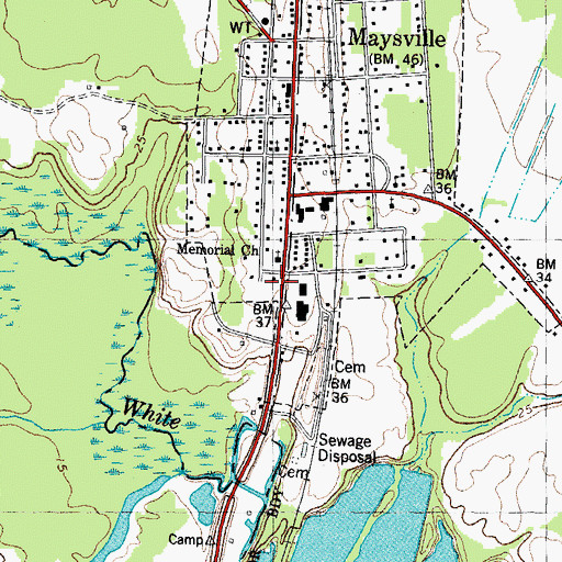 Topographic Map of Maysville Post Office, NC