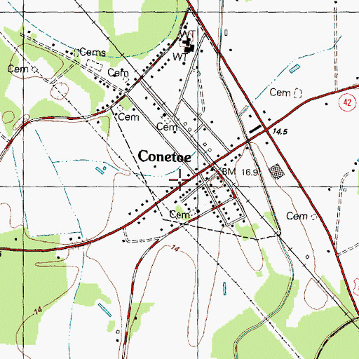 Topographic Map of Conetoe Post Office, NC