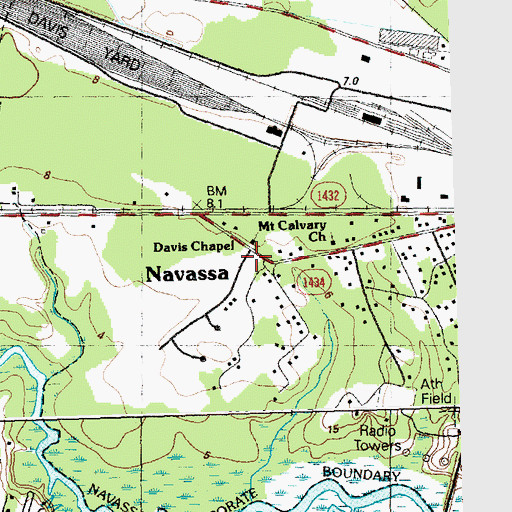 Topographic Map of Navassa Post Office, NC