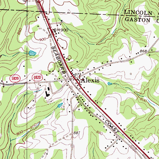 Topographic Map of Alexis Post Office, NC