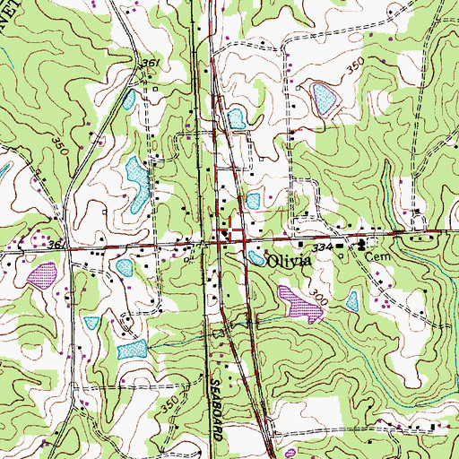 Topographic Map of Olivia Post Office, NC