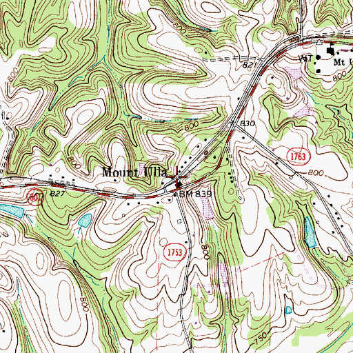 Topographic Map of Mount Ulla Post Office, NC