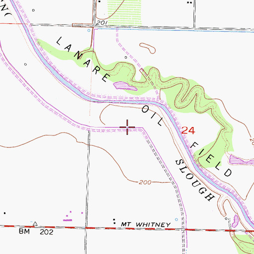 Topographic Map of Lanare Oil Field, CA