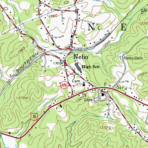 Topographic Map of Nebo Post Office, NC