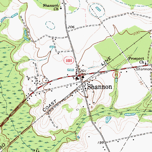 Topographic Map of Shannon Post Office, NC