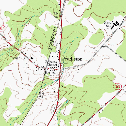 Topographic Map of Pendleton Post Office, NC