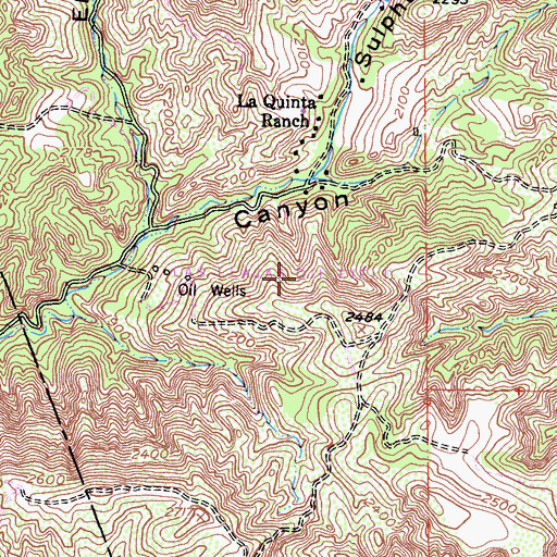 Topographic Map of Las Llajas Oil Field, CA