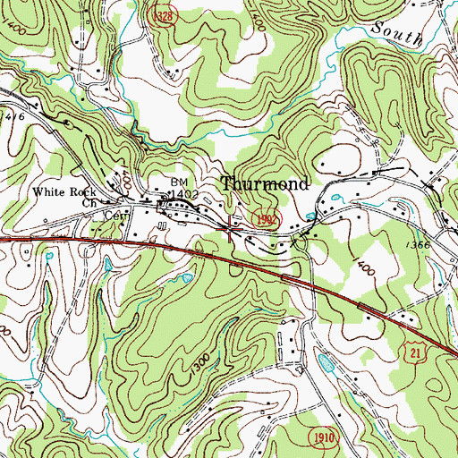 Topographic Map of Thurmond Post Office, NC