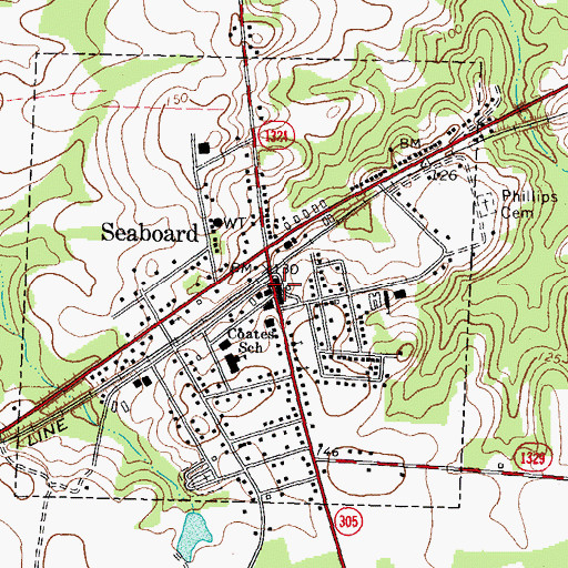 Topographic Map of Seaboard Post Office, NC