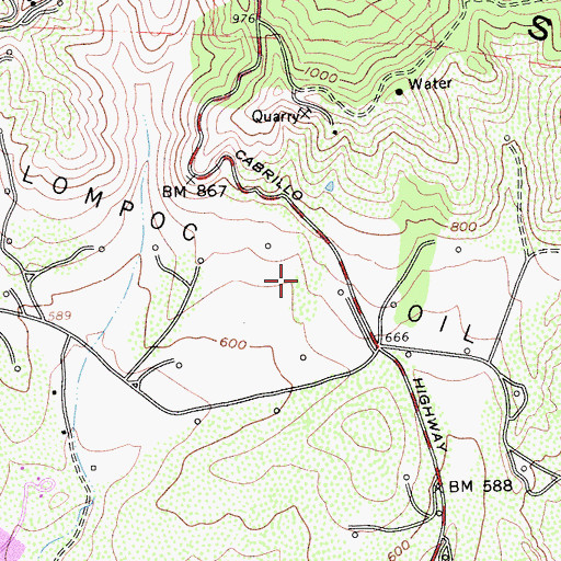 Topographic Map of Lompoc Oil Field, CA
