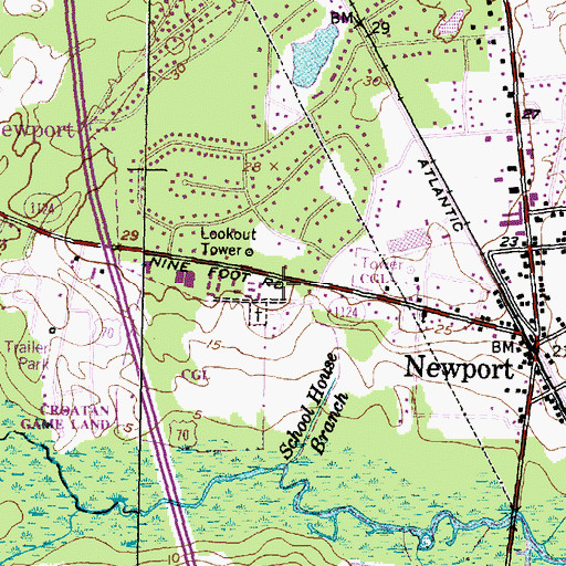 Topographic Map of Newport Post Office, NC