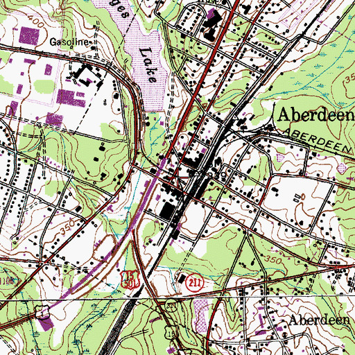 Topographic Map of Aberdeen Post Office, NC