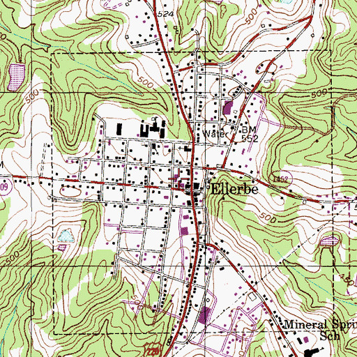 Topographic Map of Ellerbe Post Office, NC