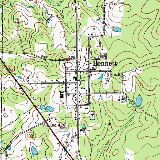 Topographic Map of Bennett Post Office, NC