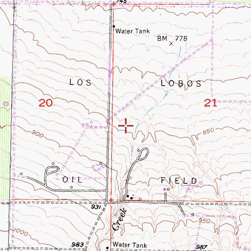 Topographic Map of Los Lobos Oil Field, CA