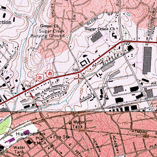 Topographic Map of 30th Street Post Office, NC
