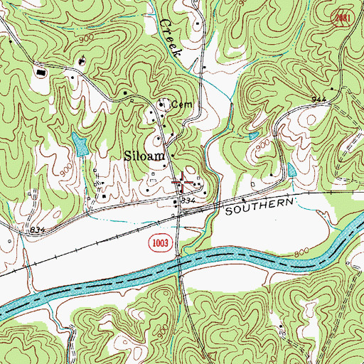 Topographic Map of Siloam Post Office, NC