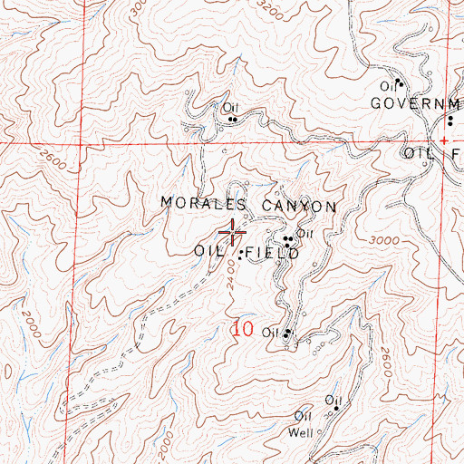 Topographic Map of Morales Canyon Oil Field, CA