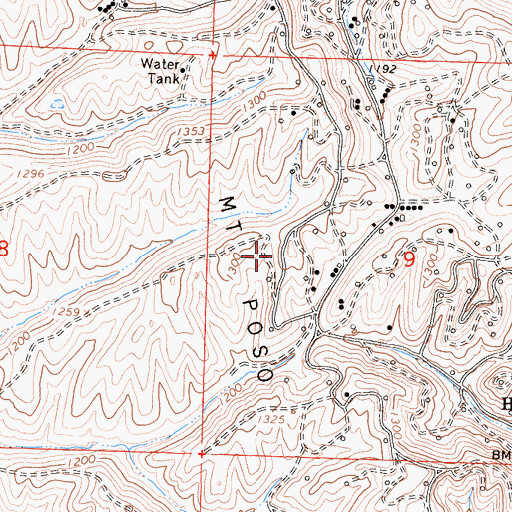 Topographic Map of Mount Poso Oil Field, CA