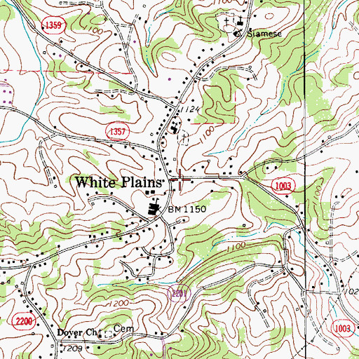 Topographic Map of White Plains Post Office, NC