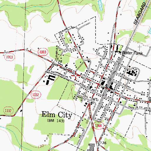 Topographic Map of Elm City Post Office, NC