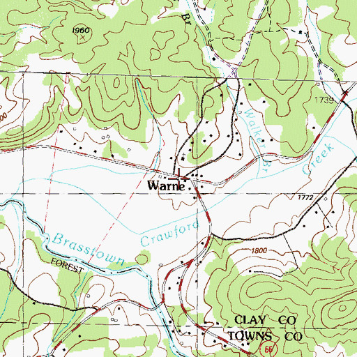 Topographic Map of Warne Post Office, NC