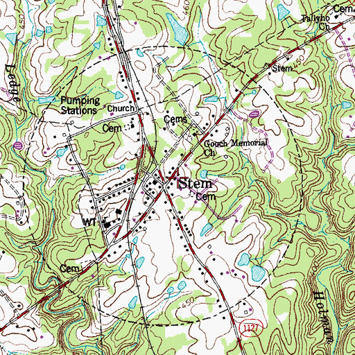 Topographic Map of Stem Post Office, NC