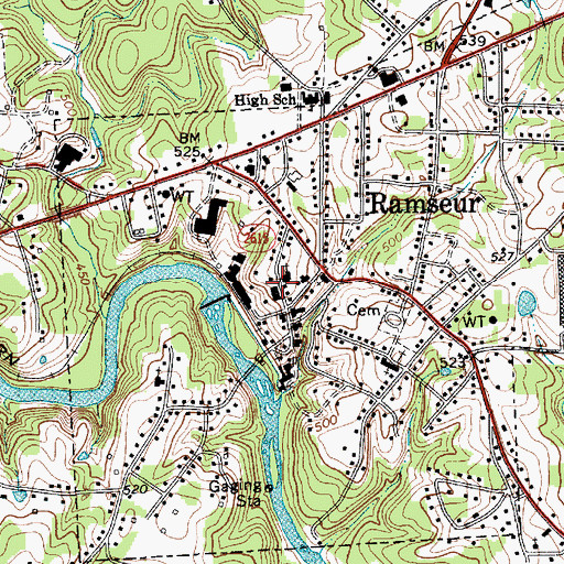 Topographic Map of Ramseur Post Office, NC