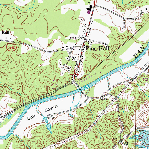 Topographic Map of Pine Hall Post Office, NC