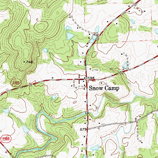 Topographic Map of Snow Camp Post Office, NC