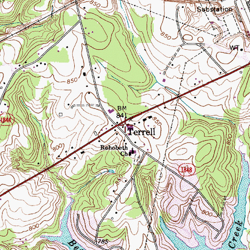 Topographic Map of Terrell Post Office, NC