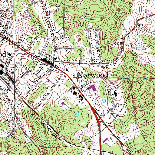 Topographic Map of Norwood Post Office, NC