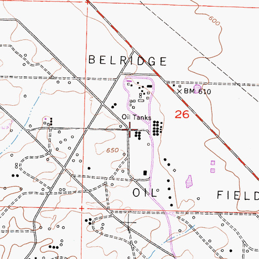 Topographic Map of North Belridge Oil Field, CA