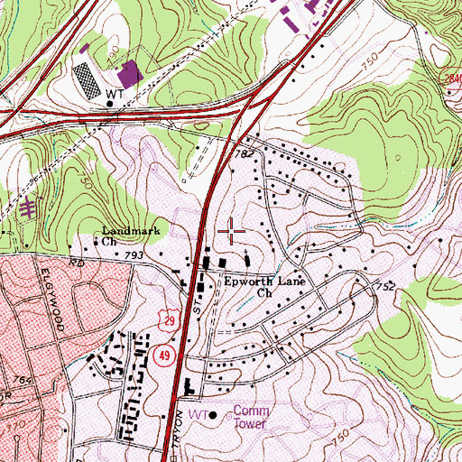 Topographic Map of North Tryon Post Office, NC