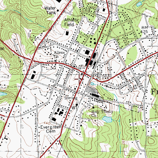 Topographic Map of Franklinton Post Office, NC